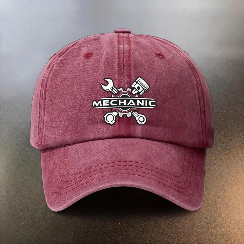 A Washed Cap Themed Around MechanicsAuto Repair Perfect for Daily Outings And a MustHave for Fashionable Couples It Featu