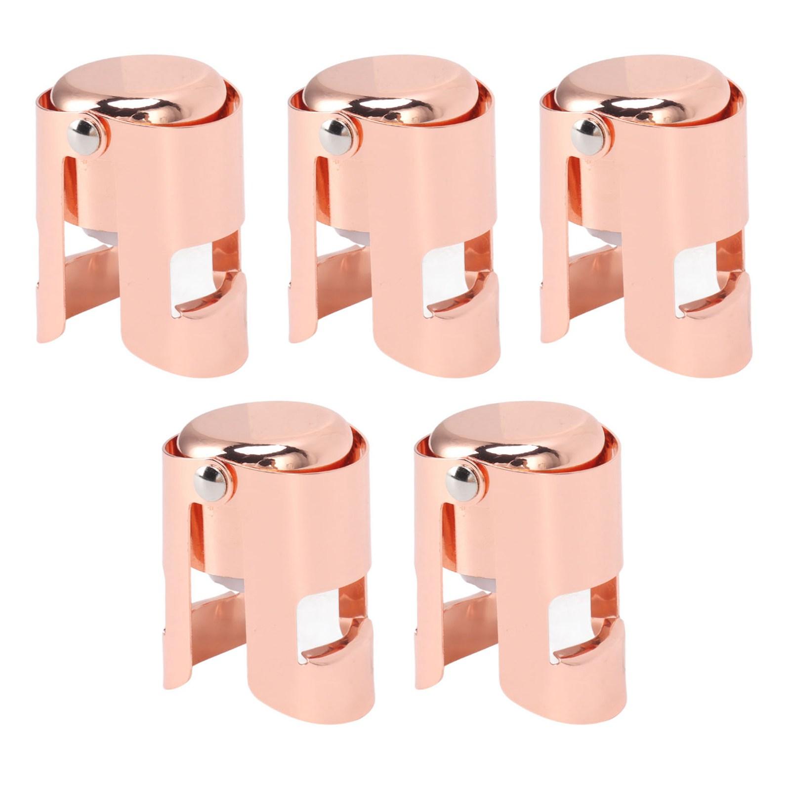 5Pcs Champagne Bottle Stopper Stainless Steel Champagne Sealer Plug Reusable Wine Saver for Wine Bottles Sparkling