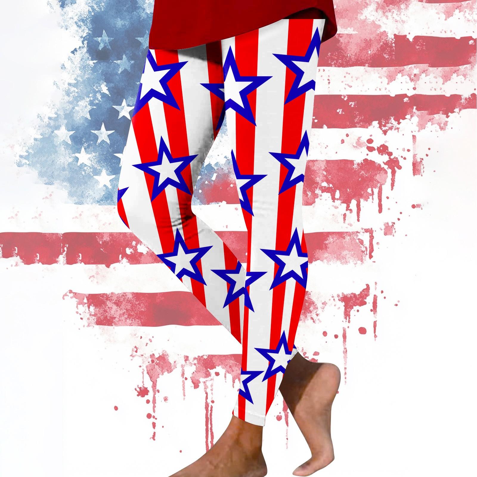 

Женские повседневные модные уличные брюки с принтом «День независимости» узкие эластичные укороченные брюки для йоги M