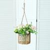 1PC Home Decor Green Plant Woven Rattan Vase Flower Baskets Hanging Flower Pot Garden Wicker