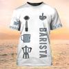 Summer Barista Cafe 3d Print Cosplay T-Shirt Uniform Workwear Women Man T Shirts Streetwear Oversized Harajuku Female Tops Tees