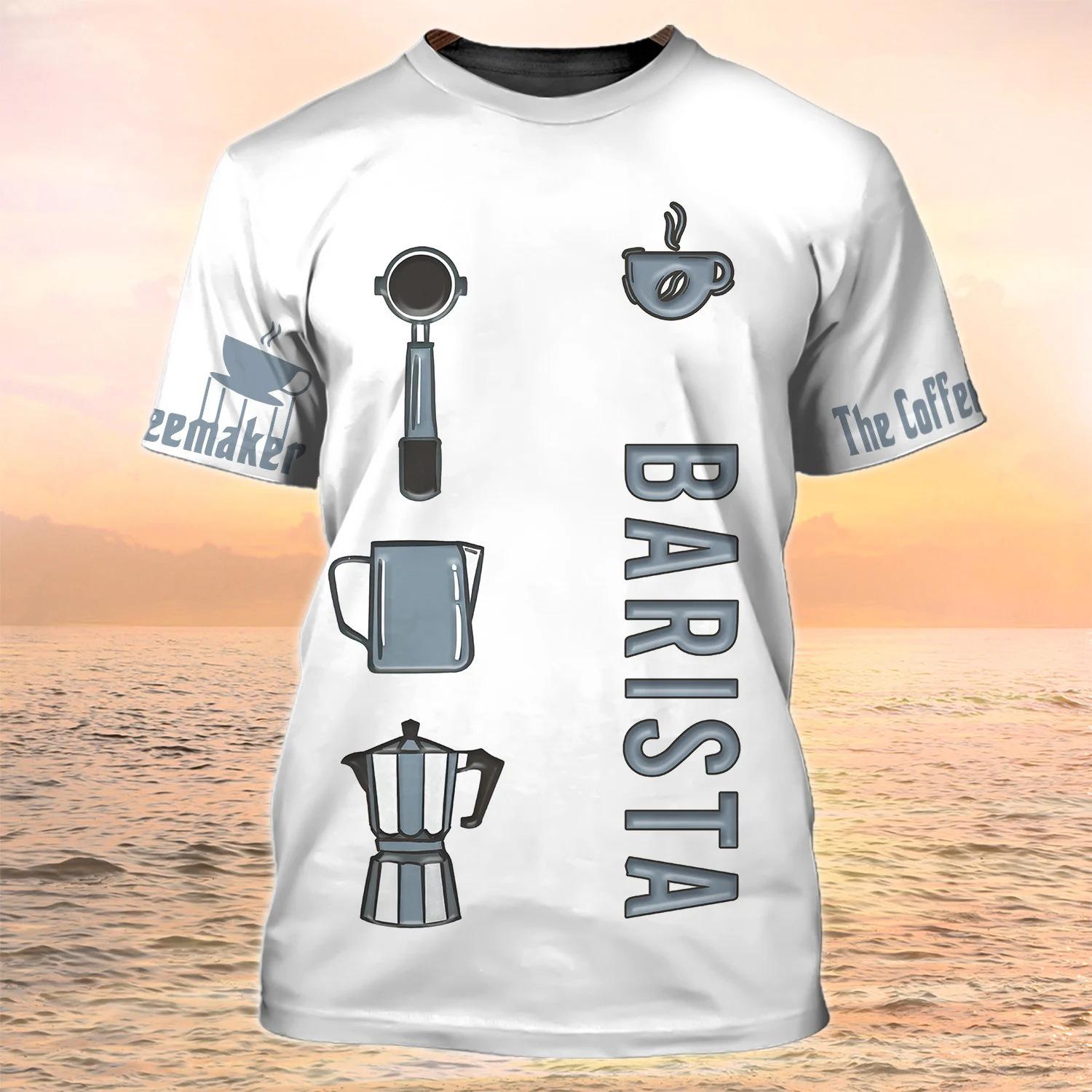 

Summer Barista Cafe 3d Print Cosplay T-Shirt Уніформа Спецодяг Жінки Чоловічі Футболки Вуличний одяг Оверсайз Harajuku Жіночі футболки M