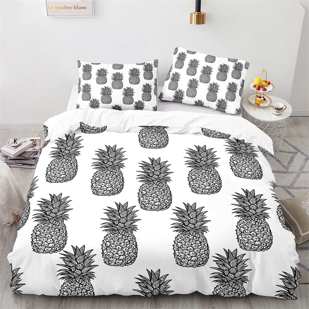 3D Dazzling Gold Pineapples Duvet Cover King Queen Yellow Abstract Tropical Fruit Bedding Set For Teens Polyester Quilt Cover