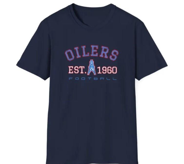 Houston Oilers Throwback Graphic Tee, EST 1960, NFL Unisex Cotton T-Shirt S разноцветный