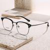 Oval Titanium Frame Unisex Glasses - 2024 Trendy Inlaid Eyebrow Style (Model 15007)