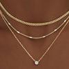 Women Layered Gold Necklaces, 14K Gold Sterling Silver Dainty Necklace Set with Cubic Zirconia Stackable Choker Jewelry Gifts