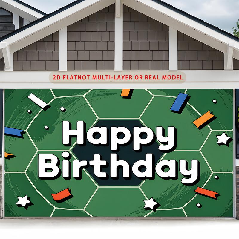 Party Backdrop Happy Birthday Birthday Soccer Green Photo Booth Background Front Door Decor