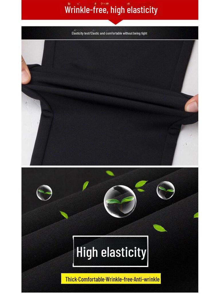 Pánské elastické kalhoty k obleku s vysokým pasem - Celoroční pohodlí pro střední věk a seniory