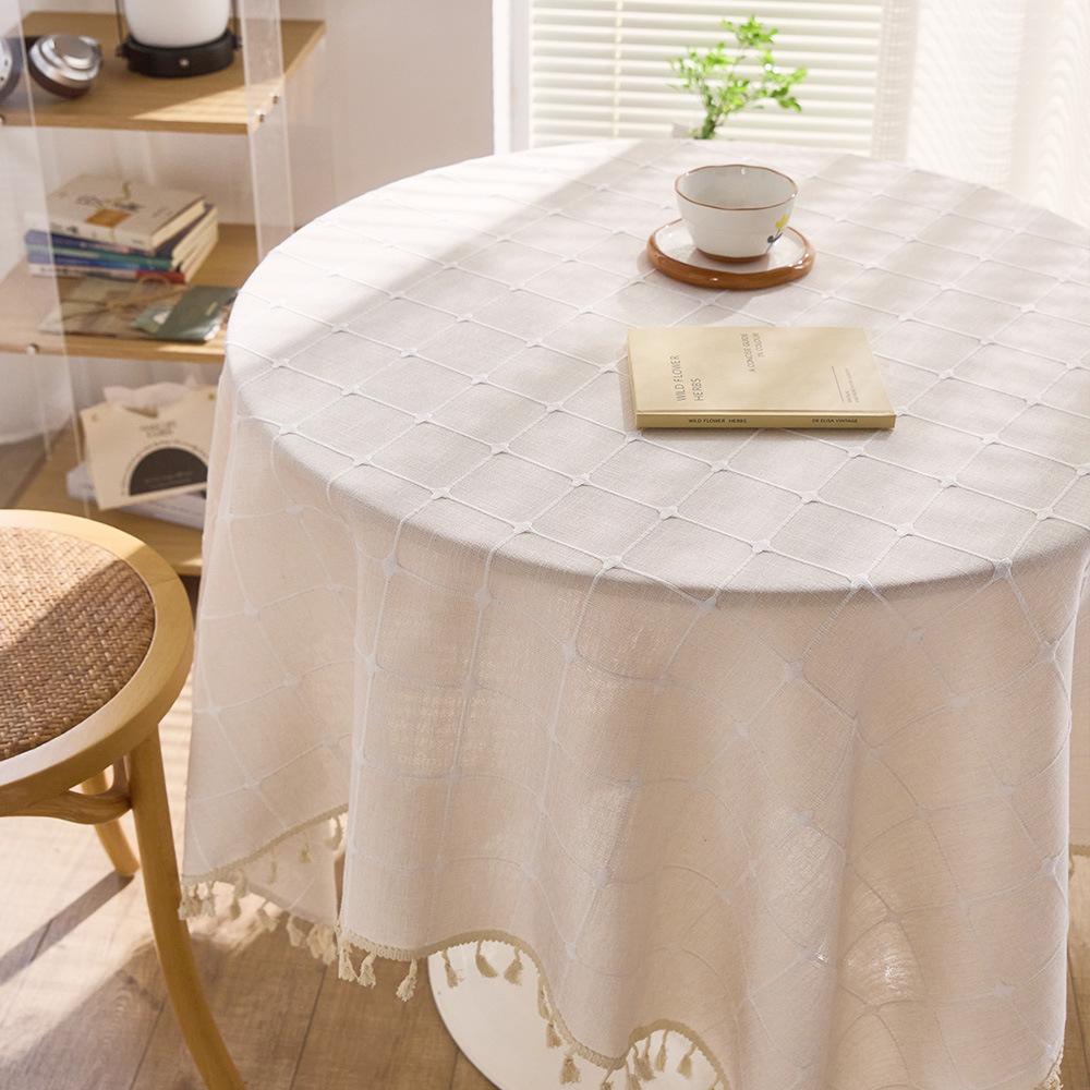 Plaid Cotton And Linen Tablecloth, Rectangular Table Fabric, Coffee Table Mat, Dustproof Cover