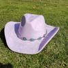 2024 Western Wildleder 9,5 cm breite Krempe Cowboy Fedora Hut Herren und Damen Cowboyhut Mode Reise Partyhut Klassischer Sombrero Vaquero