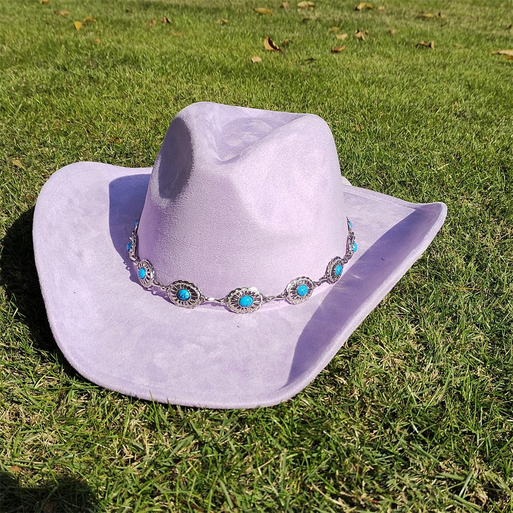 2024 Western Wildleder 9,5 cm breite Krempe Cowboy Fedora Hut Herren und Damen Cowboyhut Mode Reise Partyhut Klassischer Sombrero Vaquero