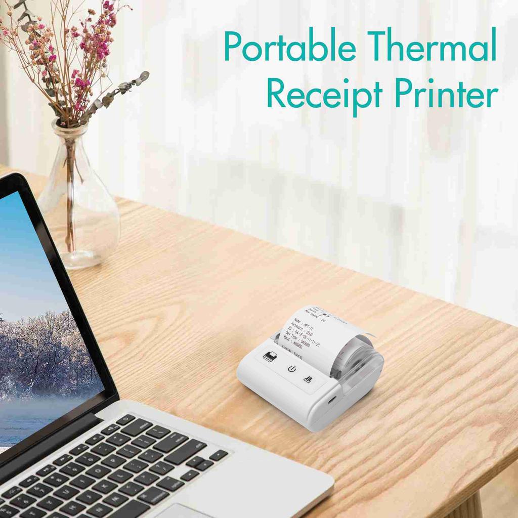 Tragbarer Mini-Thermo-Belegdrucker USB BT-Verbindung 2 Zoll 57mm Drahtlosdrucker Hohe Geschwindigkeit mit 1 Rolle Papier