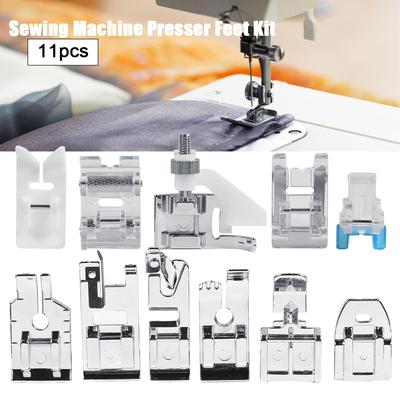 11 unids/set hogar prensatelas para máquina de coser piezas de pies acolchado caminar Kit de pie
