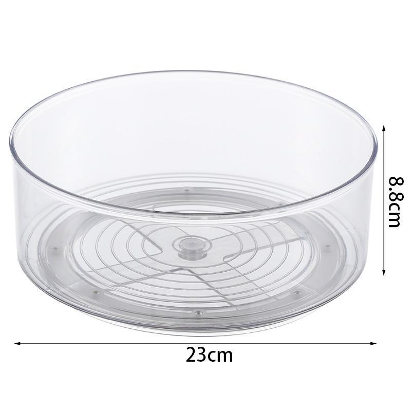 Transparent Round Plastic Turntable Storage Box Kitchen Desktop Food Seasoning Storage Container