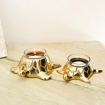 Golden Turtle Votive Holder Set of 2 | Elegant Home and Office Dcor Accessories for Living Room | Decorative Collectibles Perfect for Valentine's Day,