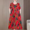 Plus Size Women's Loose Dresses Summer Casual Short Sleeve Long Dress Elegant Vintage Clothing