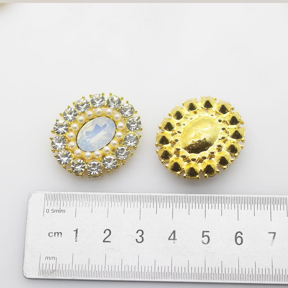 10Pcs Crystal Ivory Faux Pearl Rhinestone Buttons Wedding Decoration DIY Flatback Gold Clothing Scrapbooking Crafts Accessories