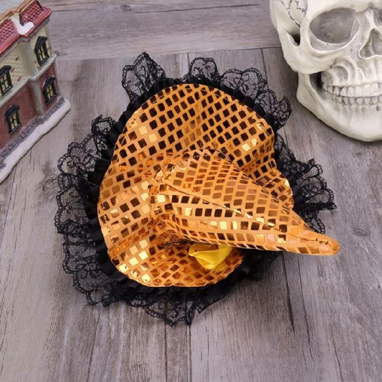 Halloween Witch Hat Pointed for Rhinestone Decor Cap Sorcerer Cap Masquerade Headwear Cosplay Headdress for Halloween Pa