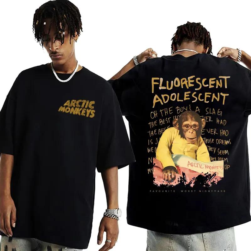 Vintage Favourite Worst Nightmare T Shirt Arctic Monkeys 505 Lyrics Print Tee Shirt for Men Women Hip Hop Punk Oversized T-shirt
