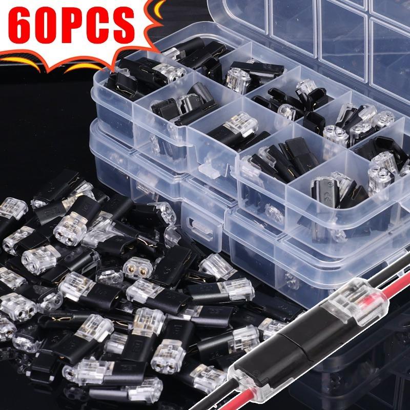 60PCS D2 Quick Splice Wire Connector Kit Automotive Waterproof Heat Shrink Butt Connectors Plug In Type Wiring Harness Repair