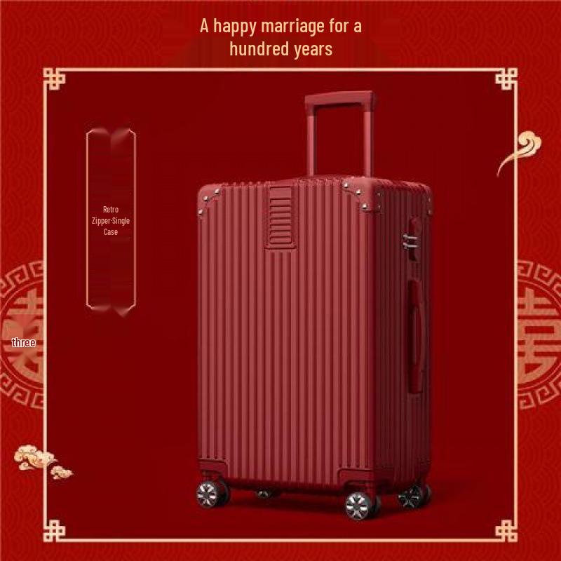 Roter Hochzeitskoffer: Trolley-Koffer mit Passwort für die Aussteuer der Frau