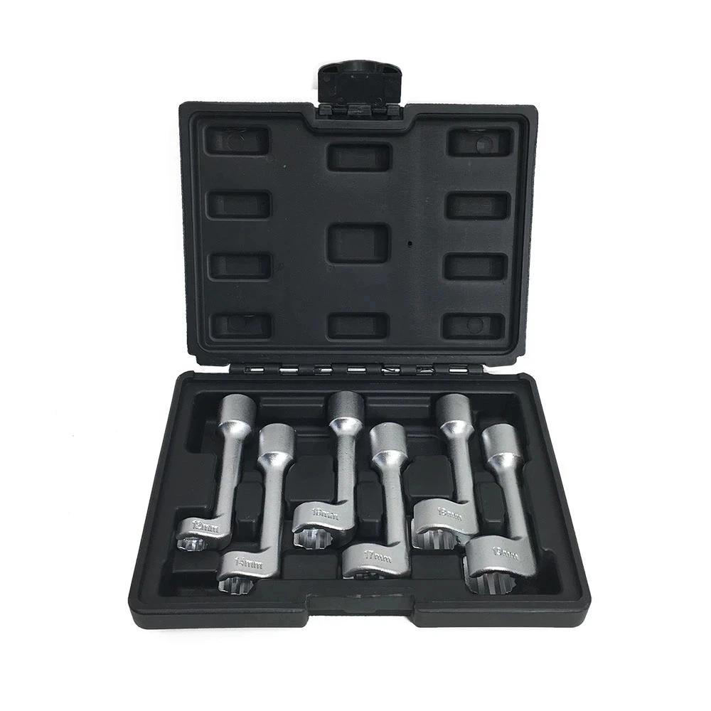 

6 шт. головок для впрыска топлива, L-образный гаечный ключ, накидной ключ с открытым зевом, 1/2 Dr. Инструменты размером 12,14,16,17,18,19 мм чёрный