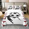 Colorful Football Single Duvet Cover Set, Sport Theme Cartoon Football Bedding Set with Pillowcases 75*50cm, Gift for Boys Girls