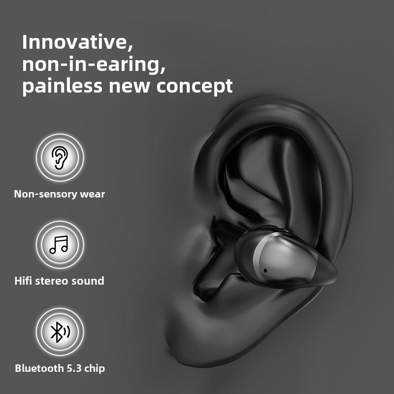 Bluetooth Headset TWS Dual Ear Wireless Ear Clip Stereo Digital Display Life