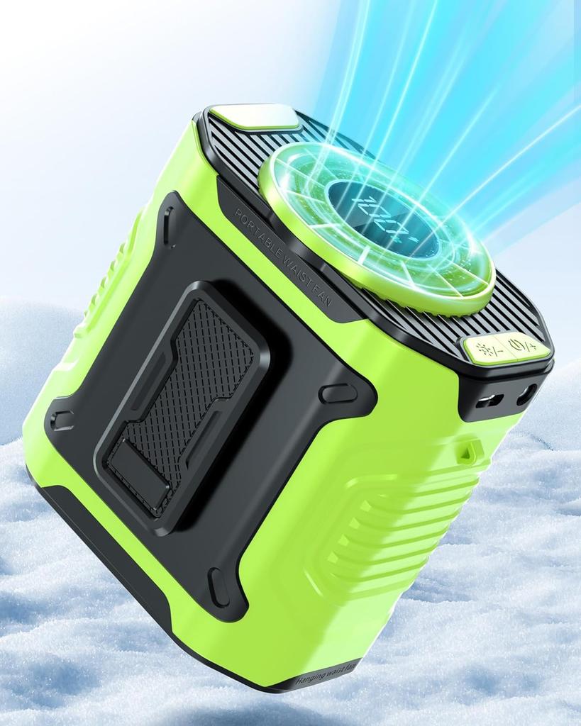 Portable Waist Fan Rechargeable Mini Hanging Neck Fan Wearable Belt Shirt Body Fan Outdoor Working Waist Clip Fan With LED Light