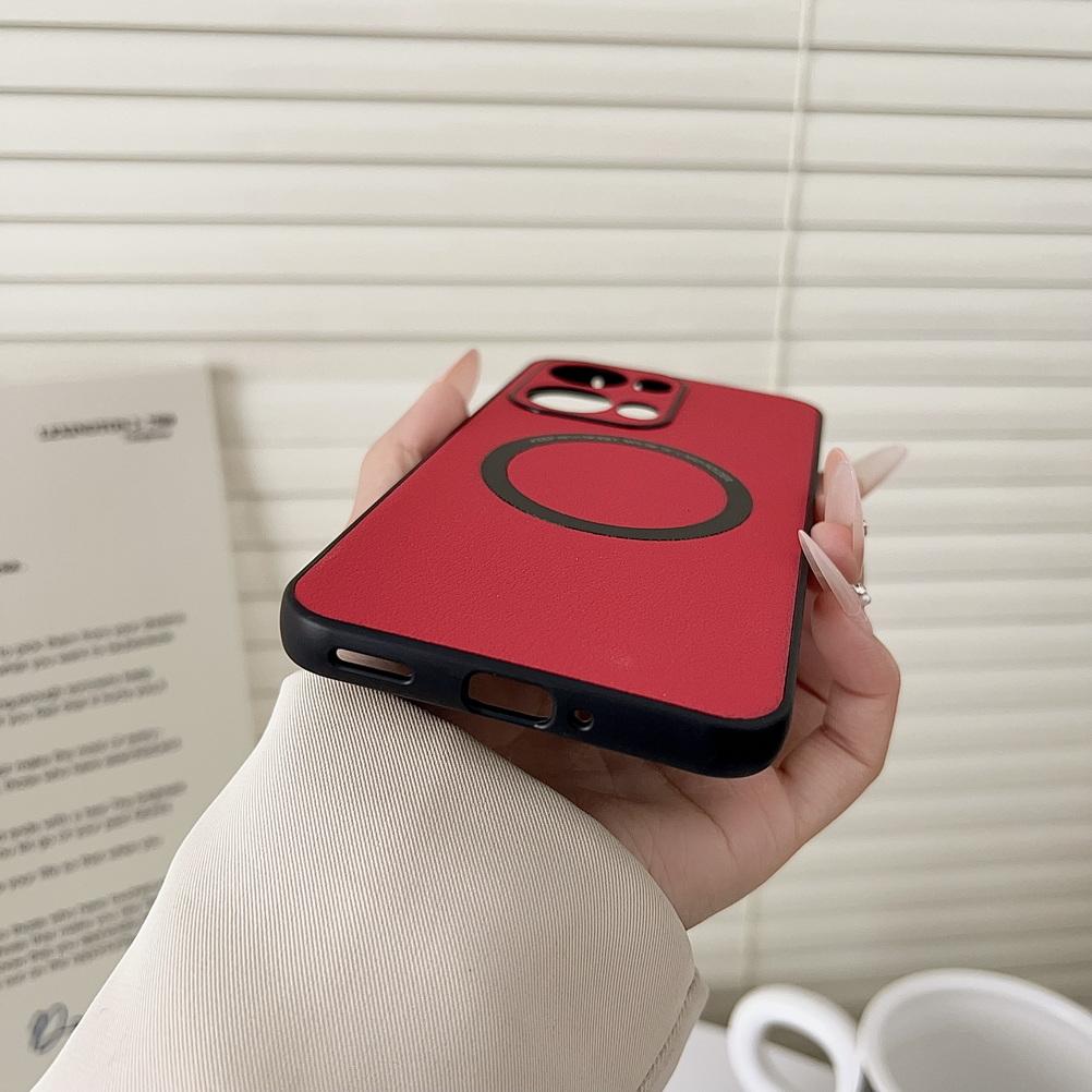Magsafe Magnetic Wireless Charging Case For OPPO Reno 13F Reno 13 Pro Reno13 Slim Plain Leather Cover