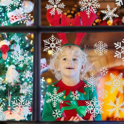 6 Glass Window Stickers, Snowflakes, Glitter Christmas Decoration Window Stickers, Static Christmas Window Stickers