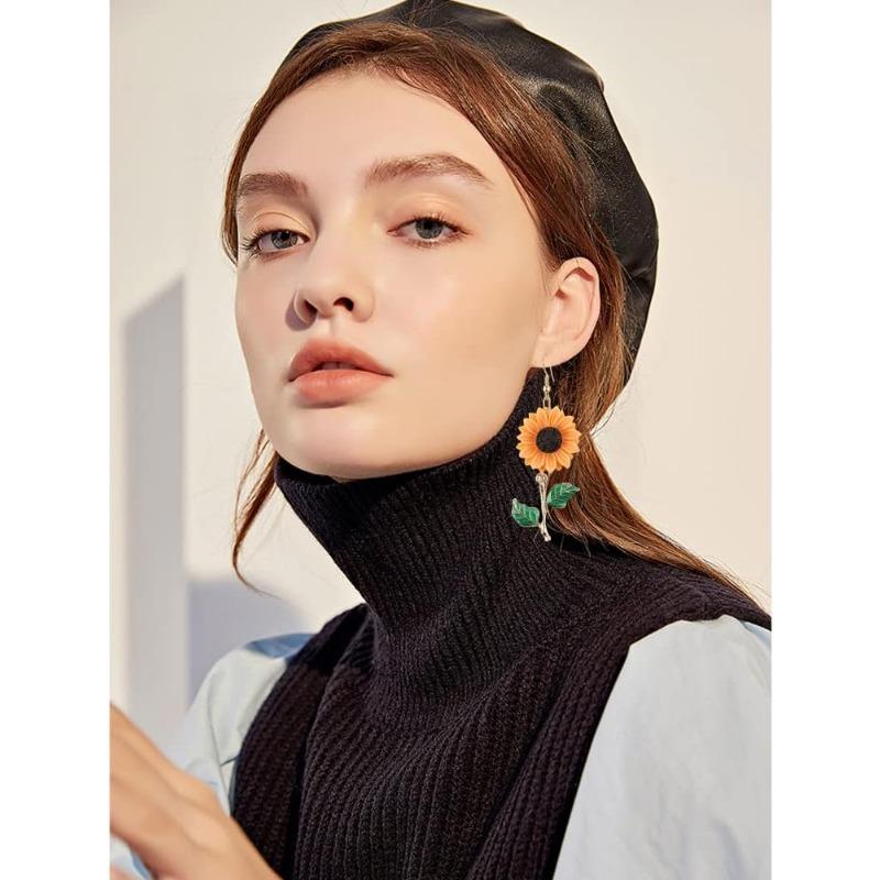 Sunflower Earrings Fashion Simple Cute Women's Earrings Yellow Enamel Daisy Sunflower Fun Gifts Suitable for Daily Wear Party