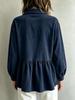 Women's Corduroy Doll Shirt with Lantern Sleeves and Waist-Cinching Design