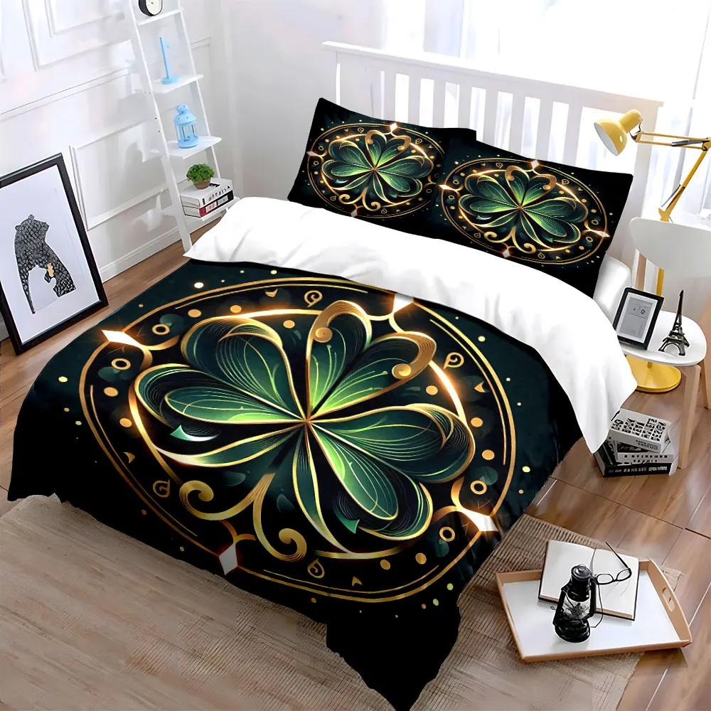 Decorative Clover Design Set Soft Comfortable Duvet Cover Bedding Set Included 1*Duvet Cover & 2*Pillowcases gift