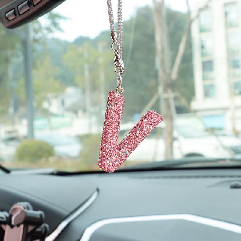 Rhinestone Bow Polymer Clay Rearview Mirror Ornament for Women