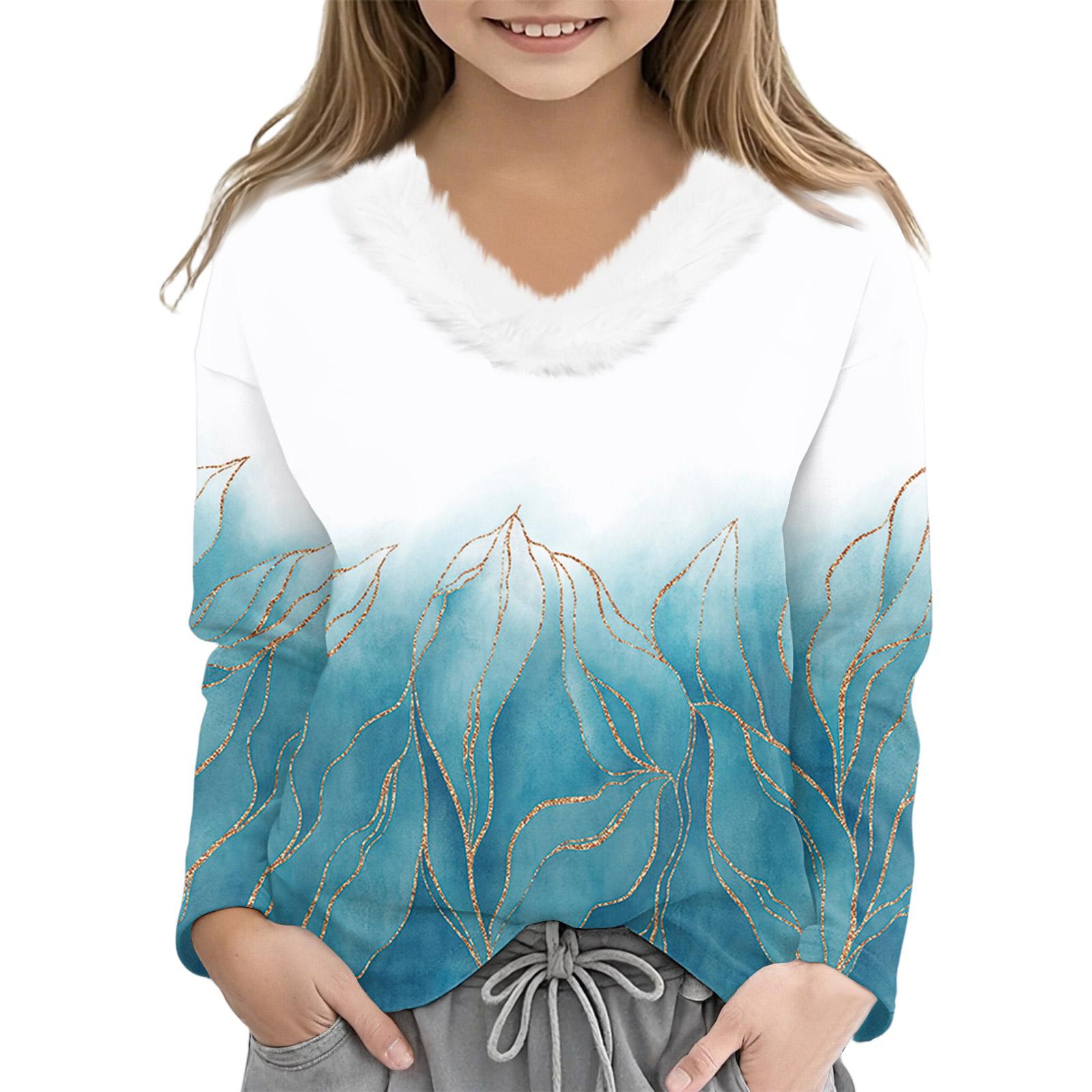 

Christmas Day Girls Long Sleeve T Shirts Kids Girls V-Neck Tee Christmas Print Long Sleeve Top 150