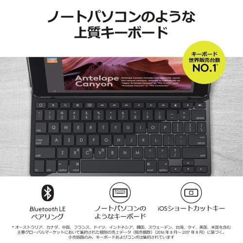 Logitech iPad Keyboard iK1053BK Schwarz, Bluetooth-Tastatur, integrierte Hülle, kompatibel mit iPad 5. und 6. Generation, Akkulaufzeit bis zu 4 Jahre, SLIM F