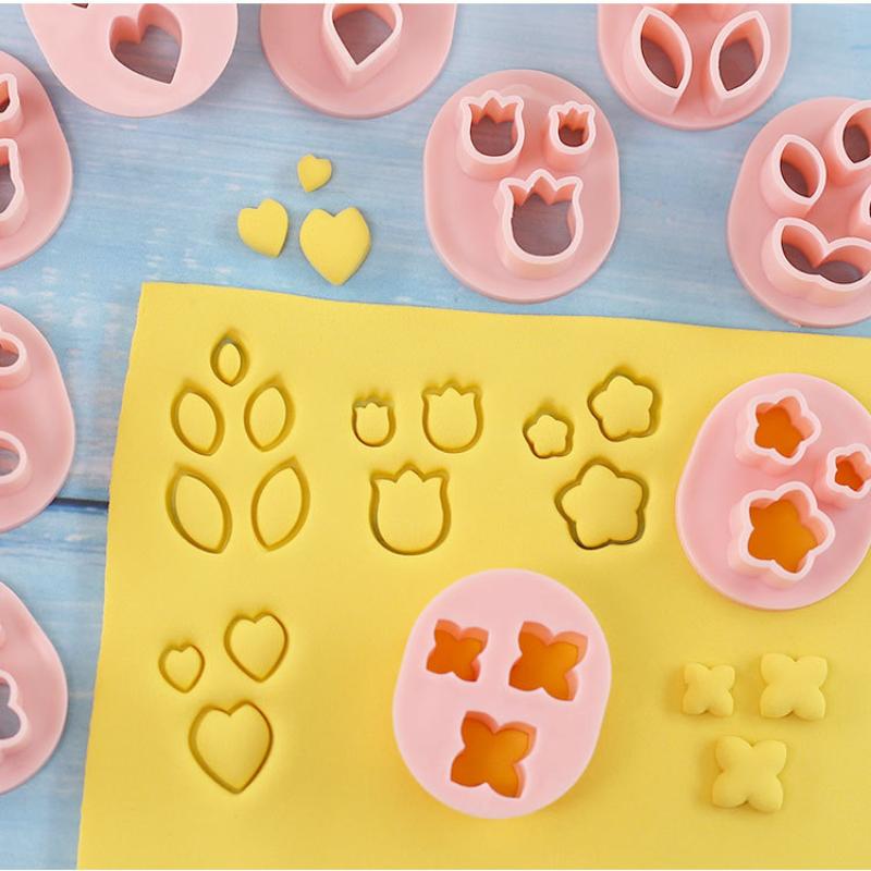 10 Piezas Moldes para Pendientes de Arcilla Blanda Flor Combinación de Flores Pétalos Hojas Cortadores de Arcilla Polimérica Herramienta para Hacer Pendientes Artesanales Joyería