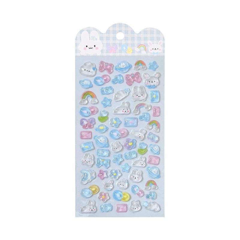 Cute 3D Crystal Stickers Cartoon Relief Decals for DIY Journaling Scrapbooking Puffy Sticker for Phone Laptop Kawaii Supplies