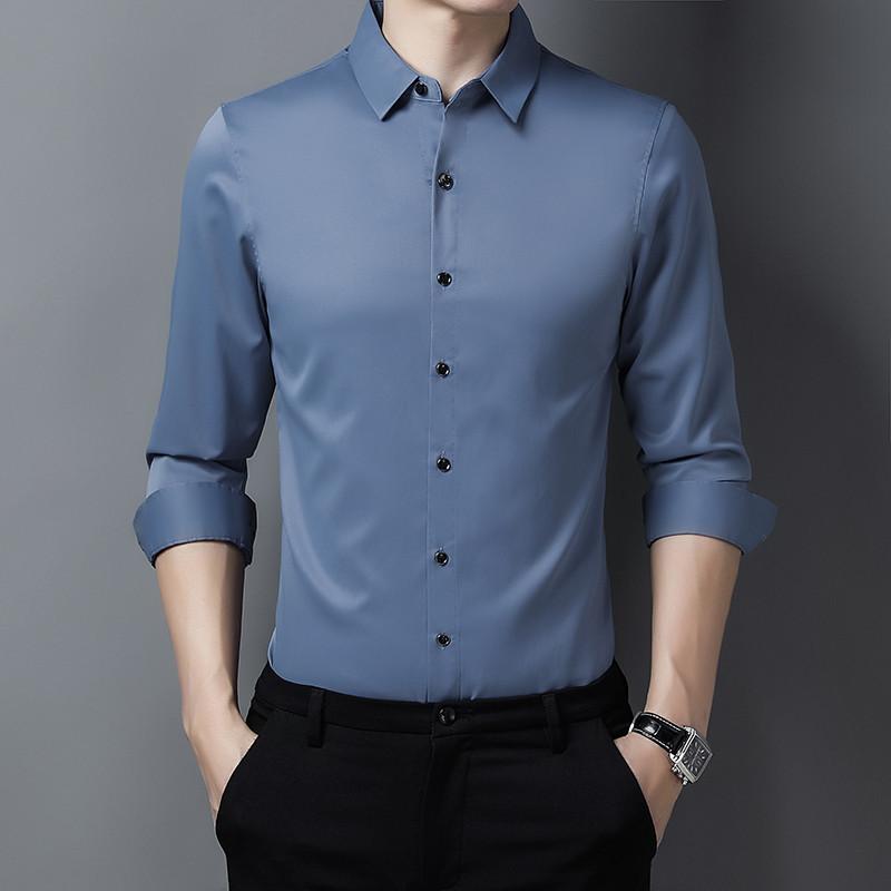 New Long-sleeved Shirt Male Middle-aged Business Slim Non-iron Professional Workwear Japanese Solid Colour Men's White Shirt