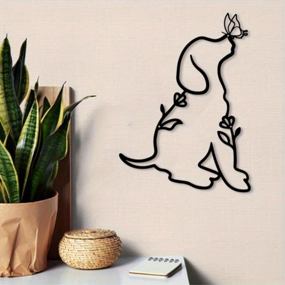 Metall Hund Wandkunst Skulptur Rostbeständig Heimdekoration Wohnzimmer Geschenk