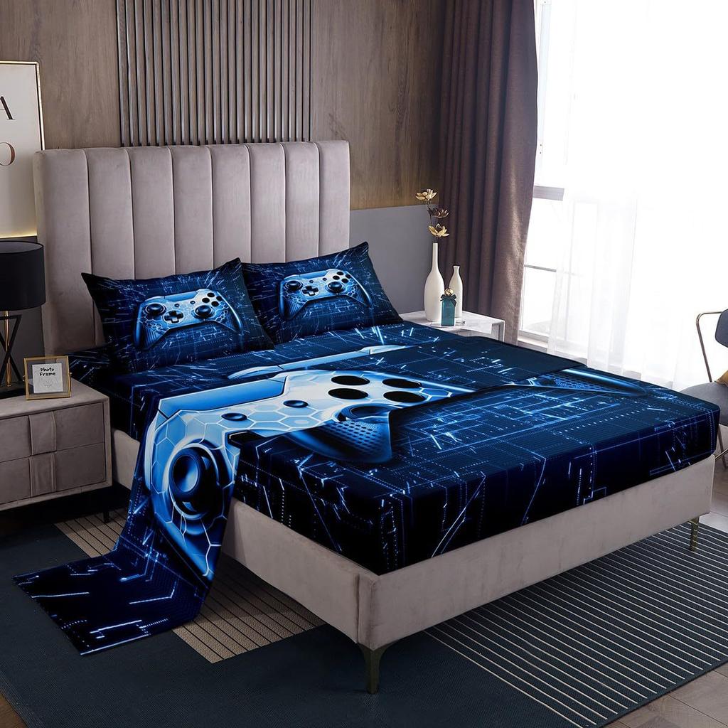 Gamepad Taekwondo Pattern Bed Hat Four-Piece Bedding Set Bedroom Dormitory Bedding Decoration