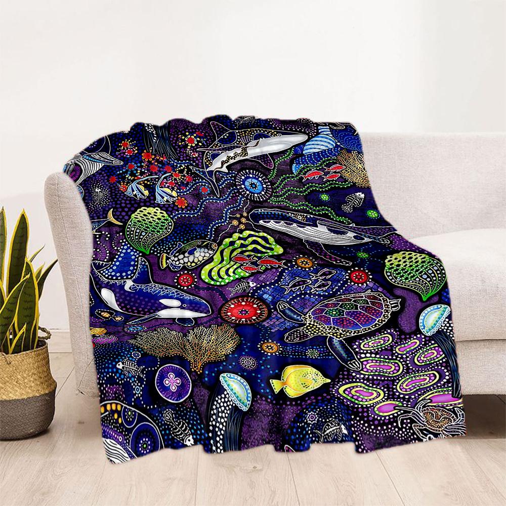 Australian Aboriginal Style 22 Blanket Soft Warm Cozy Perfect for Seaside Couch Picnics All-Season Use Modern Style Birthday Christmas Gift Blanket