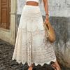 Summer Lace Flower Beach Skirts Women A-line Maxi Skirt Long Crochet Boho Flowy Skirt for Beach Holiday Outfits