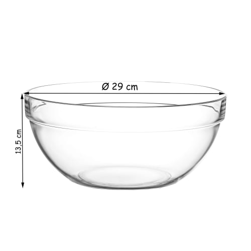 Arc International Ampilable Stacking Bowl, 29cm, 10029 (80009), Fully Tempered Soda Glass, France, RAV01029