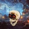 Animated Talking Skull with Flashing Eye and Moving Jaw Halloween Skeleton Head Decoration Terrifying Party Accessory