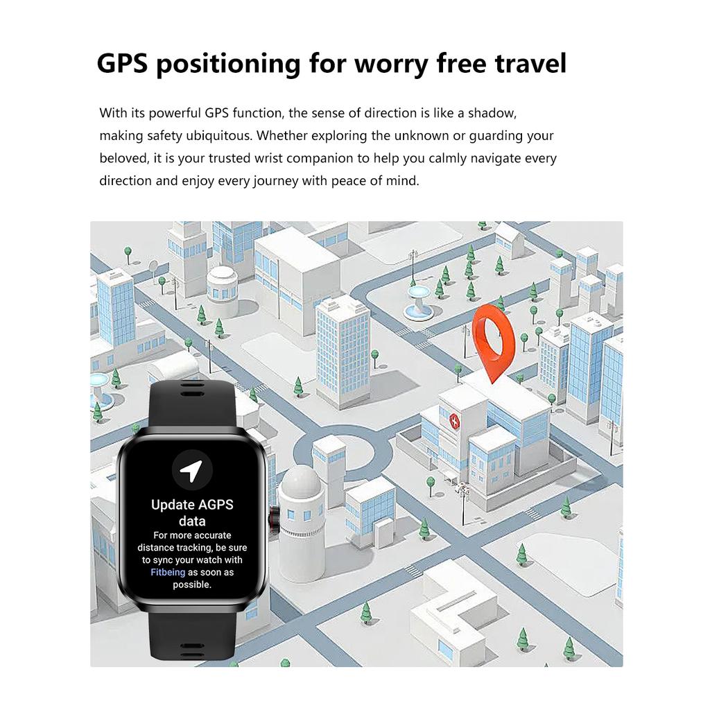 NX22 AMOLED Square Touch Screen Smart Watch GPS Health Monitoring Sport Watch