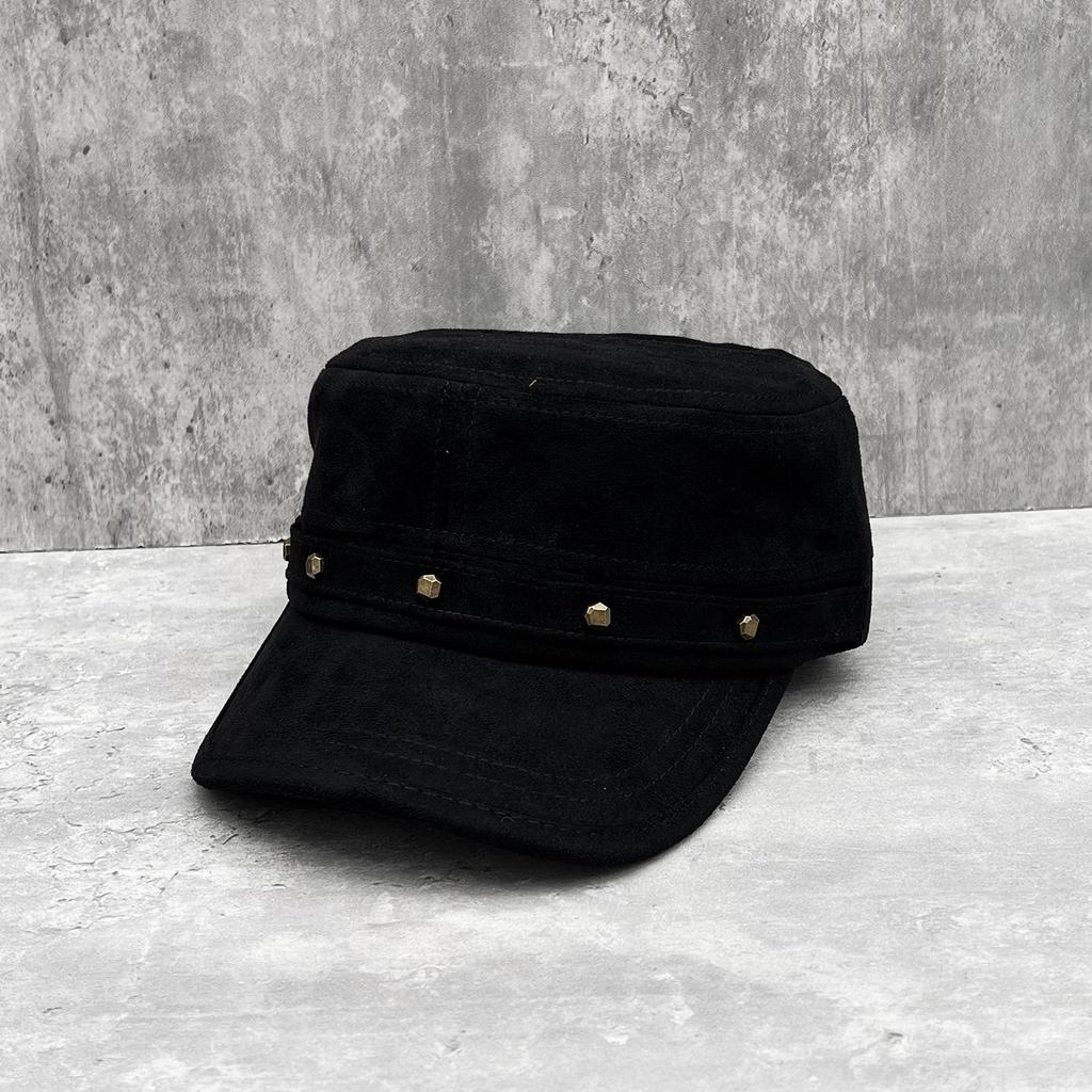 American retro rivet imitation suede flat top hat women's versatile face small deep version equestrian hat fashionable foreign style newsboy hat