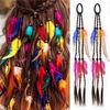 Boho buntes elastisches Feder-Stirnband - 16" geflochtenes Haaraccessoire
