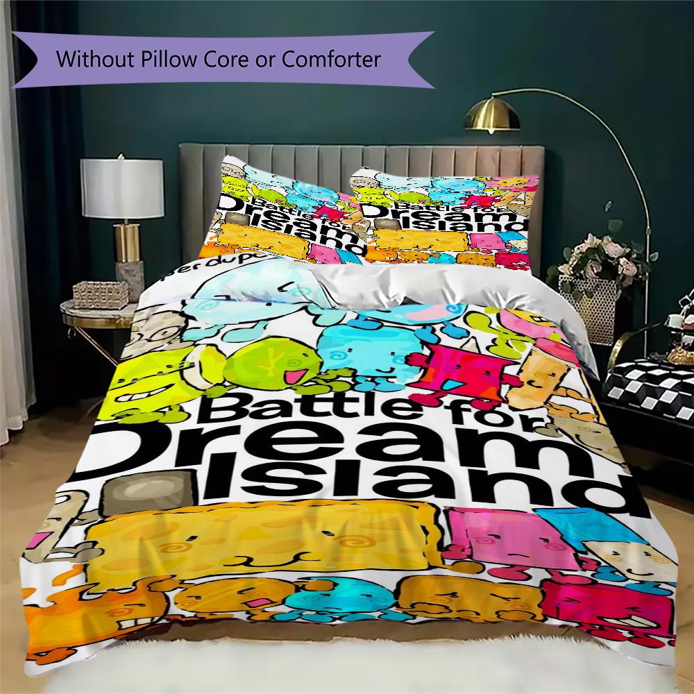 BFDI Pattern Bedding,Quilt Set Quilt Cover Pillowcase Home Birthday Gift(1 * Duvet Cover + 2 * Pillowcase, Without Core)_lx